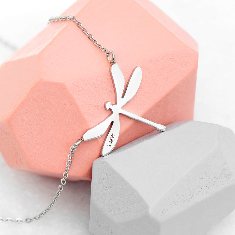 Personalised Dragonfly Silver Necklace: 3 - Necklaces By Gift Moments