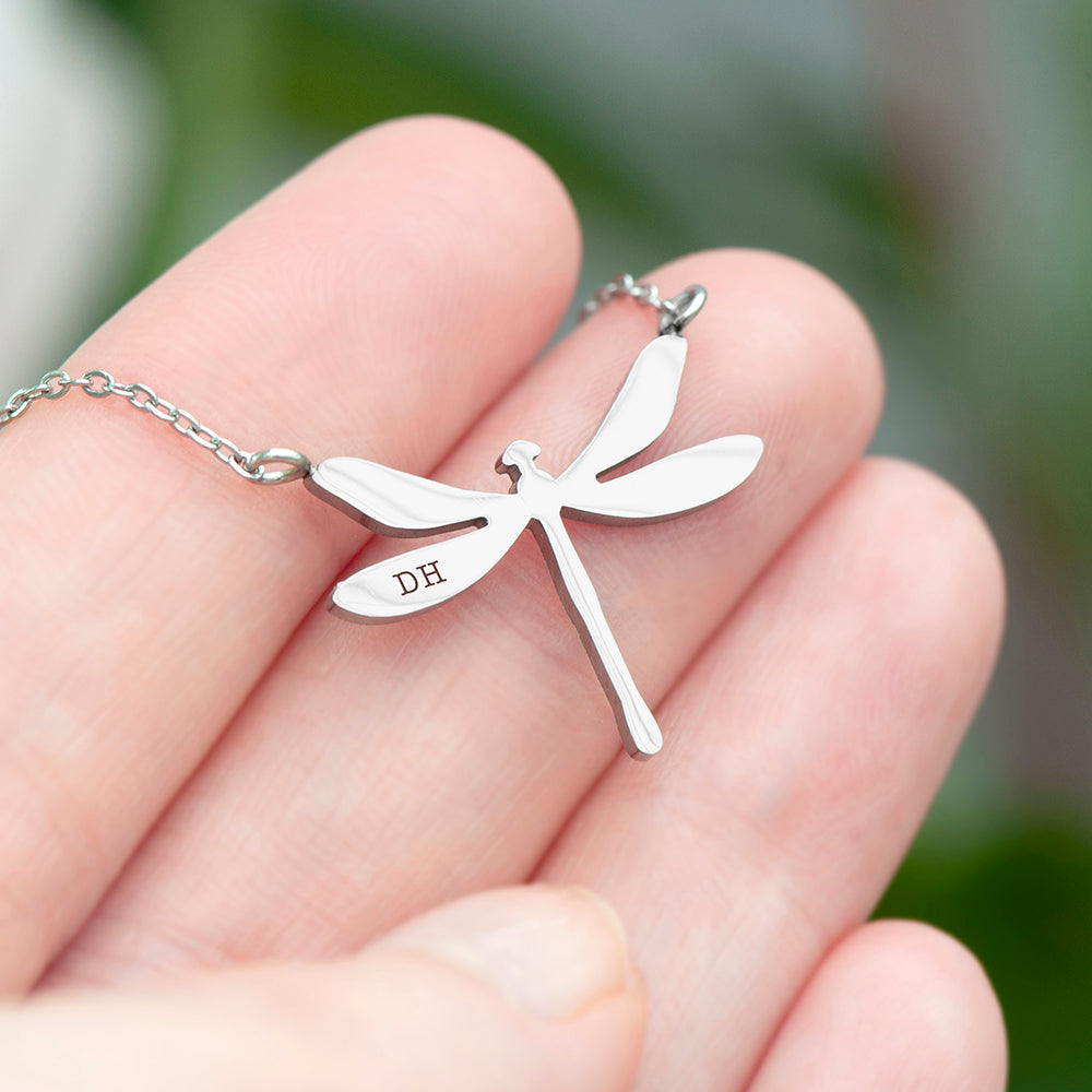 Personalised Dragonfly Silver Necklace: 1 - Necklaces By Gift Moments