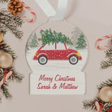 Personalised Driving Home For Christmas Acrylic Snow globe Decoration: 3 - Christmas Decorations By Gift Moments
