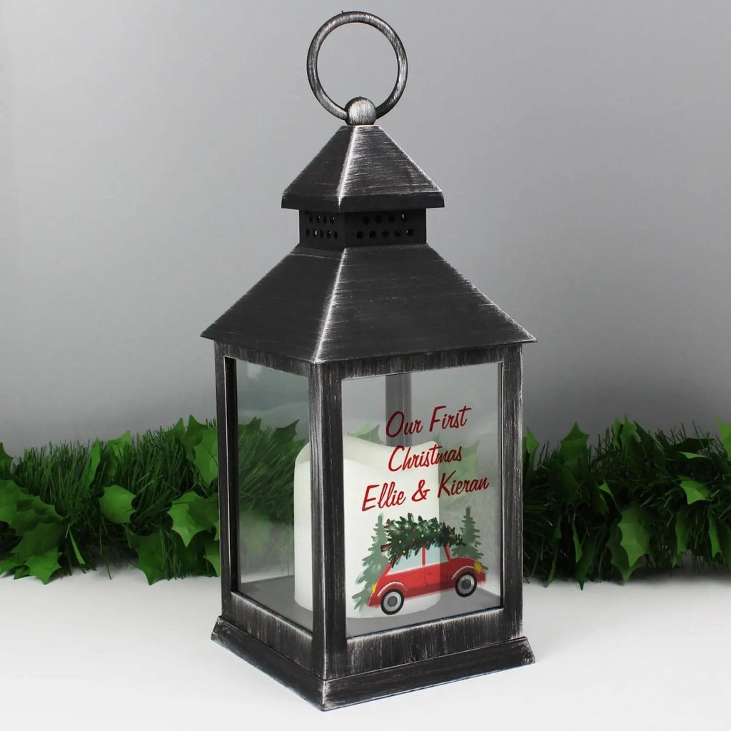 Personalised ’Driving Home For Christmas’ Rustic Black Lantern - Shop LED Lighting At Gift Moments - 2