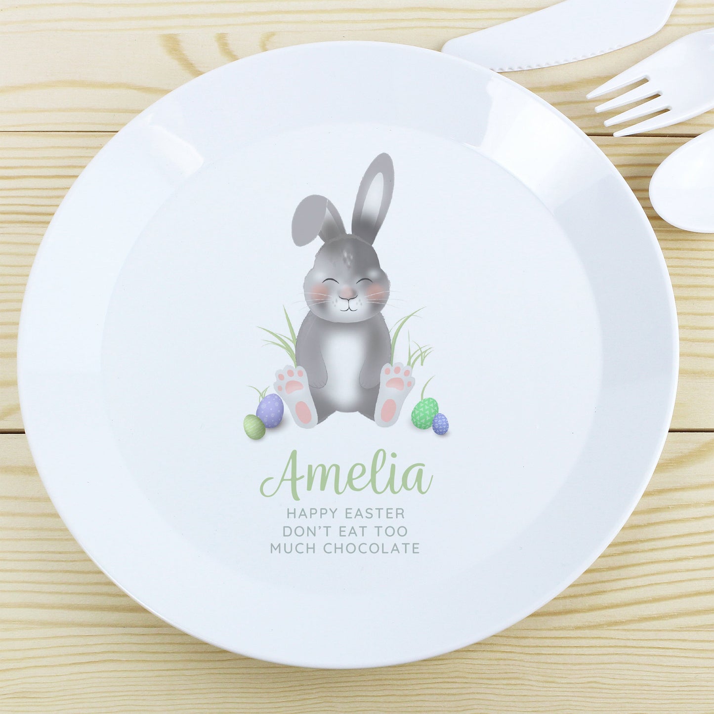 Personalised Easter Bunny Plastic Plate: 2 - Plates By Gift Moments