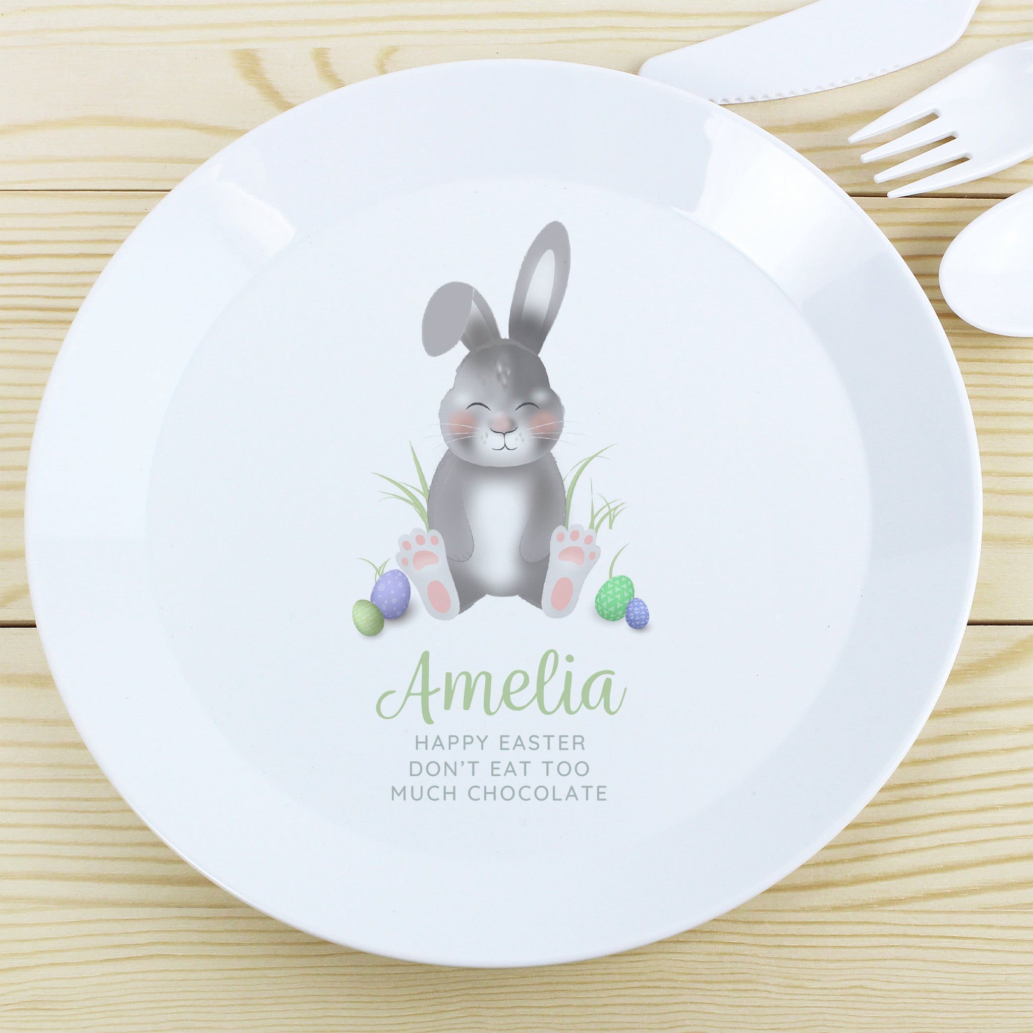 Personalised Easter Bunny Plastic Plate: 2 - Plates By Gift Moments