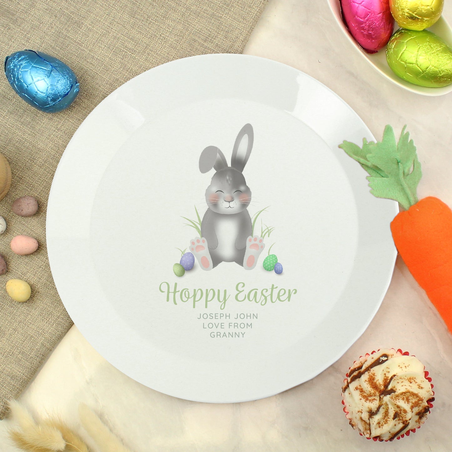 Personalised Easter Bunny Plastic Plate: 3 - Plates By Gift Moments