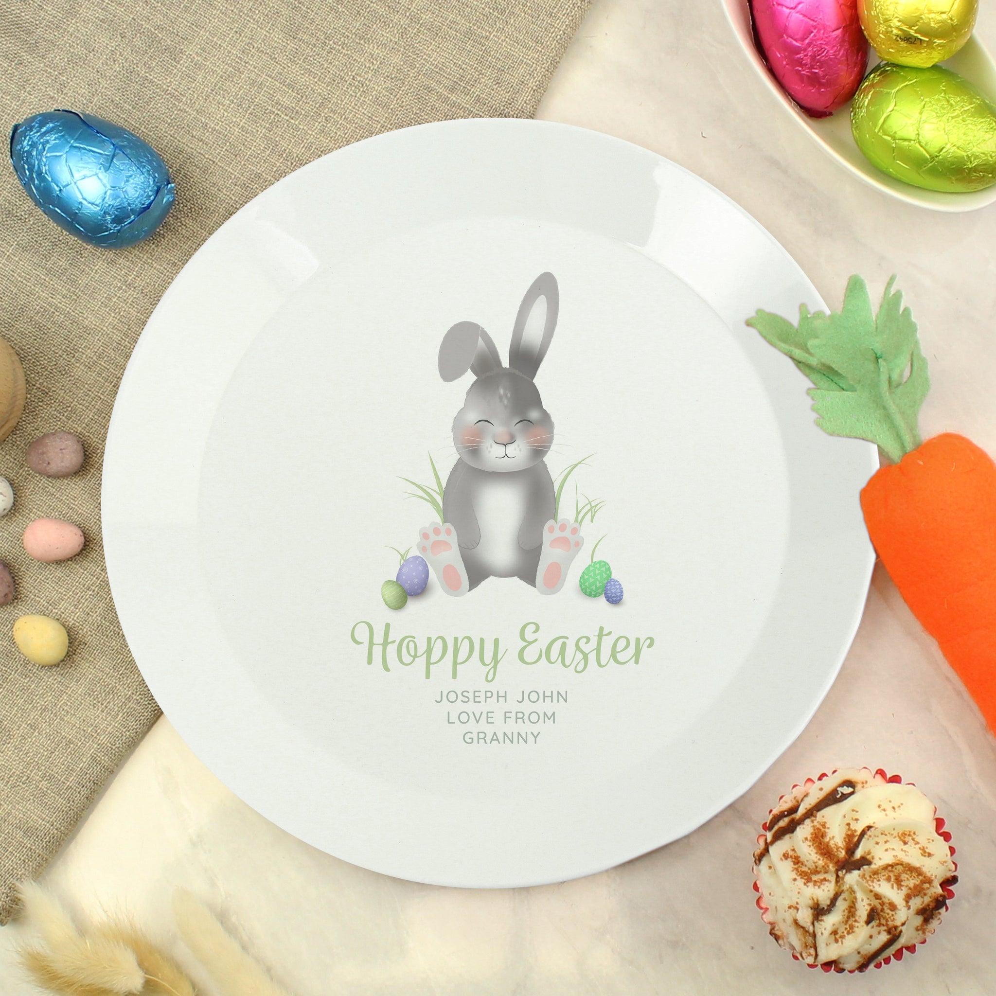Personalised Easter Bunny Plastic Plate: 3 - Plates By Gift Moments