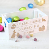 Personalised Easter Bunny Small Wooden Crate: 2 - Storage By Gift Moments