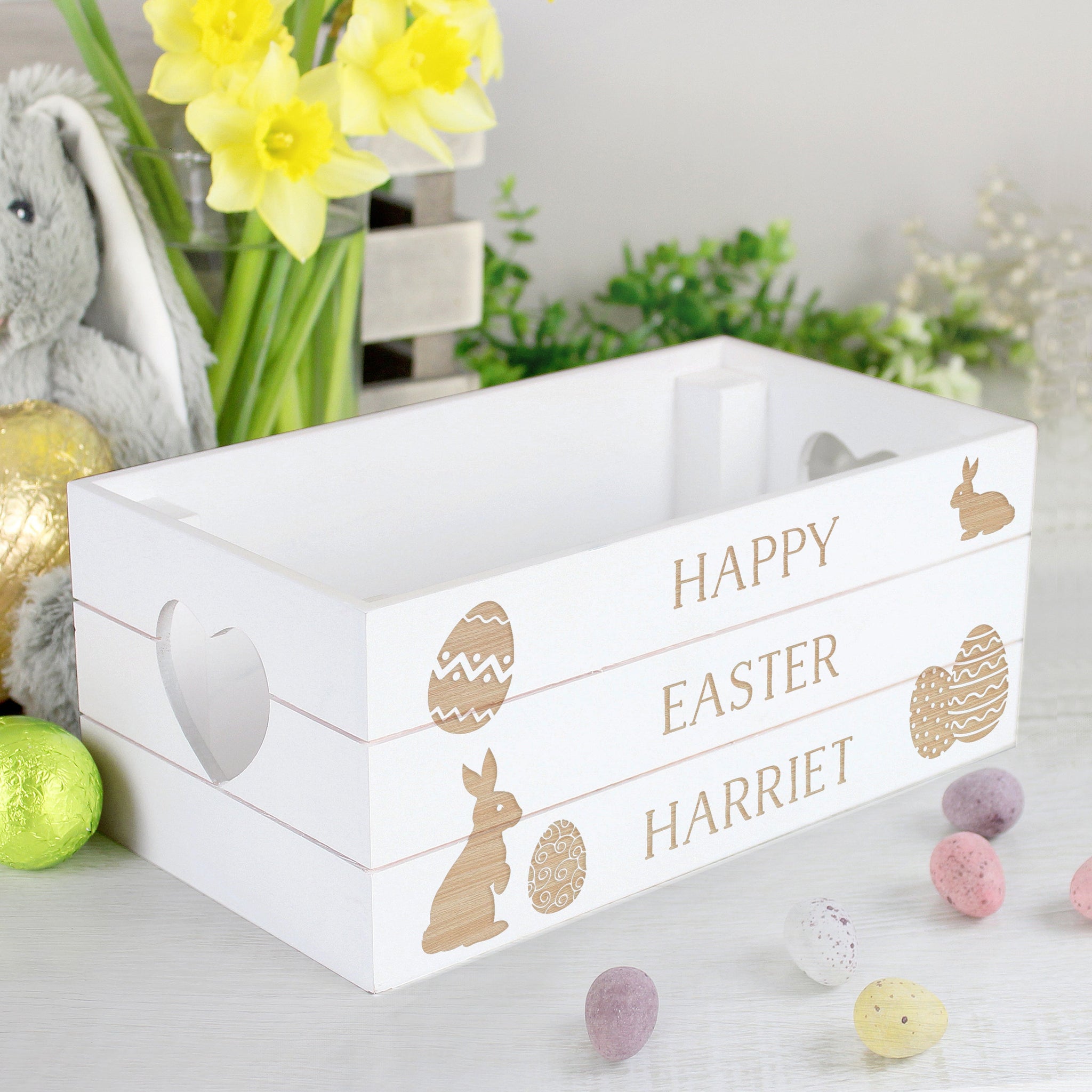 Personalised Easter Bunny Small Wooden Crate: 1 - Storage By Gift Moments