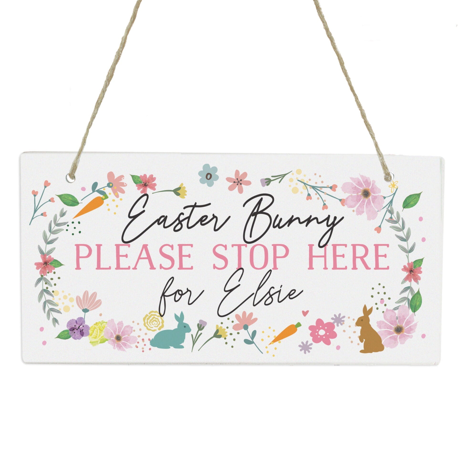 Personalised Easter Bunny Stop Here Wooden Sign: 4 - Signs & Plaques By Gift Moments