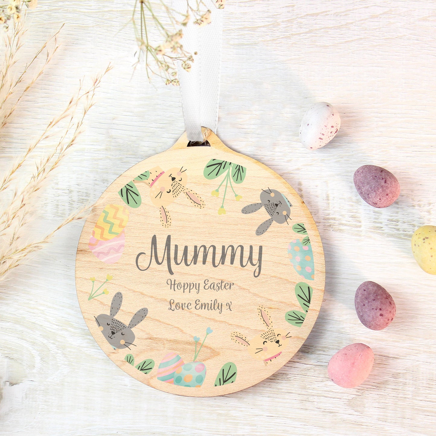 Personalised Easter Bunny Wooden Decoration: 4 - Decorations By Gift Moments
