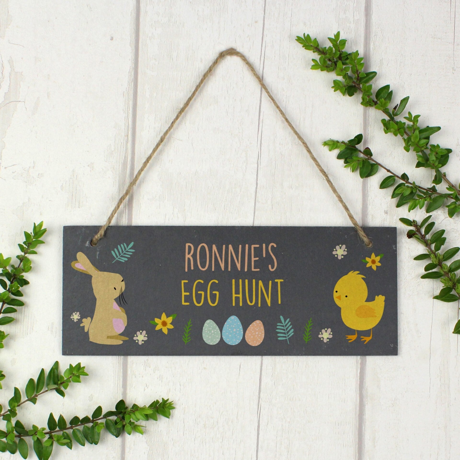 Personalised Easter Egg Hunt Slate Hanging Sign: 2 - Signs & Plaques By Gift Moments