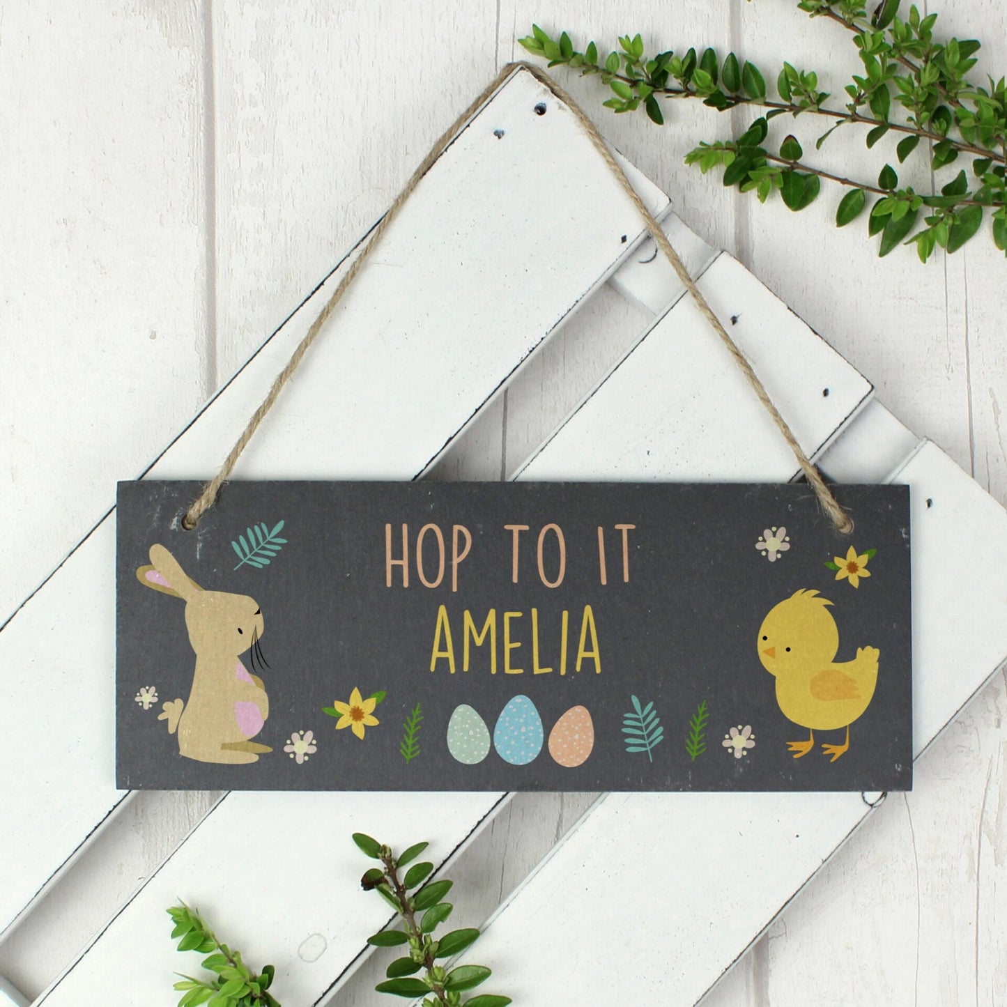 Personalised Easter Egg Hunt Slate Hanging Sign: 3 - Signs & Plaques By Gift Moments