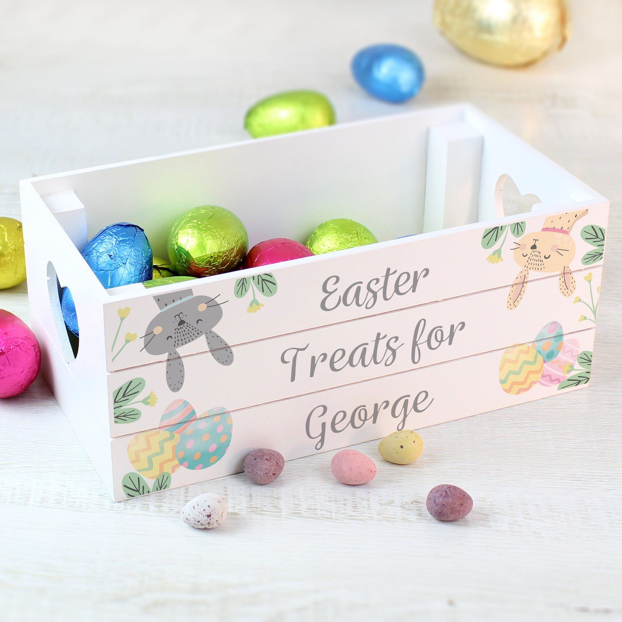 Personalised Easter Egg Hunt Small Wooden Crate: 6 - Storage By Gift Moments