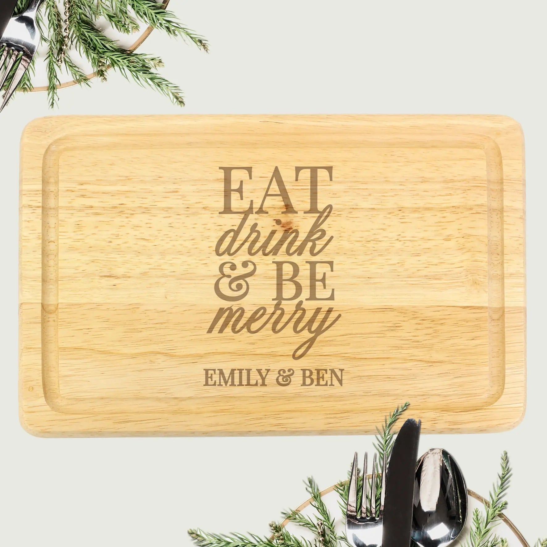 Personalised Eat Drink & Be Merry Rectangular Chopping Board: 1 - Chopping Boards By Gift Moments