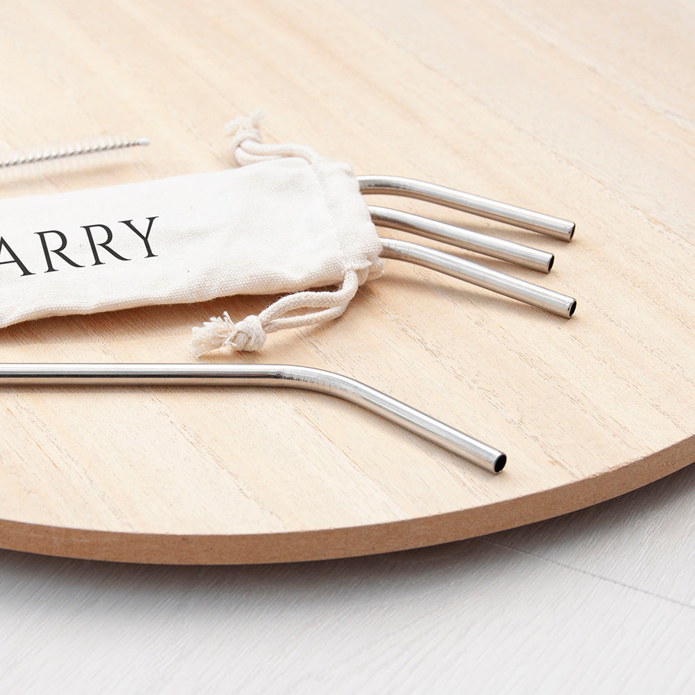 Personalised Eco-Friendly Metal Straw Set: 4 - Metal Accessories By Gift Moments
