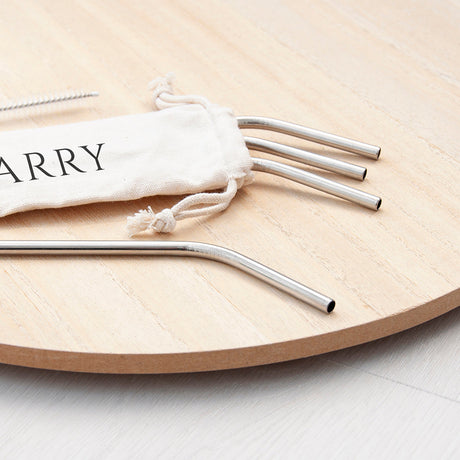 Personalised Eco-Friendly Metal Straw Set: 4 - Metal Accessories By Gift Moments