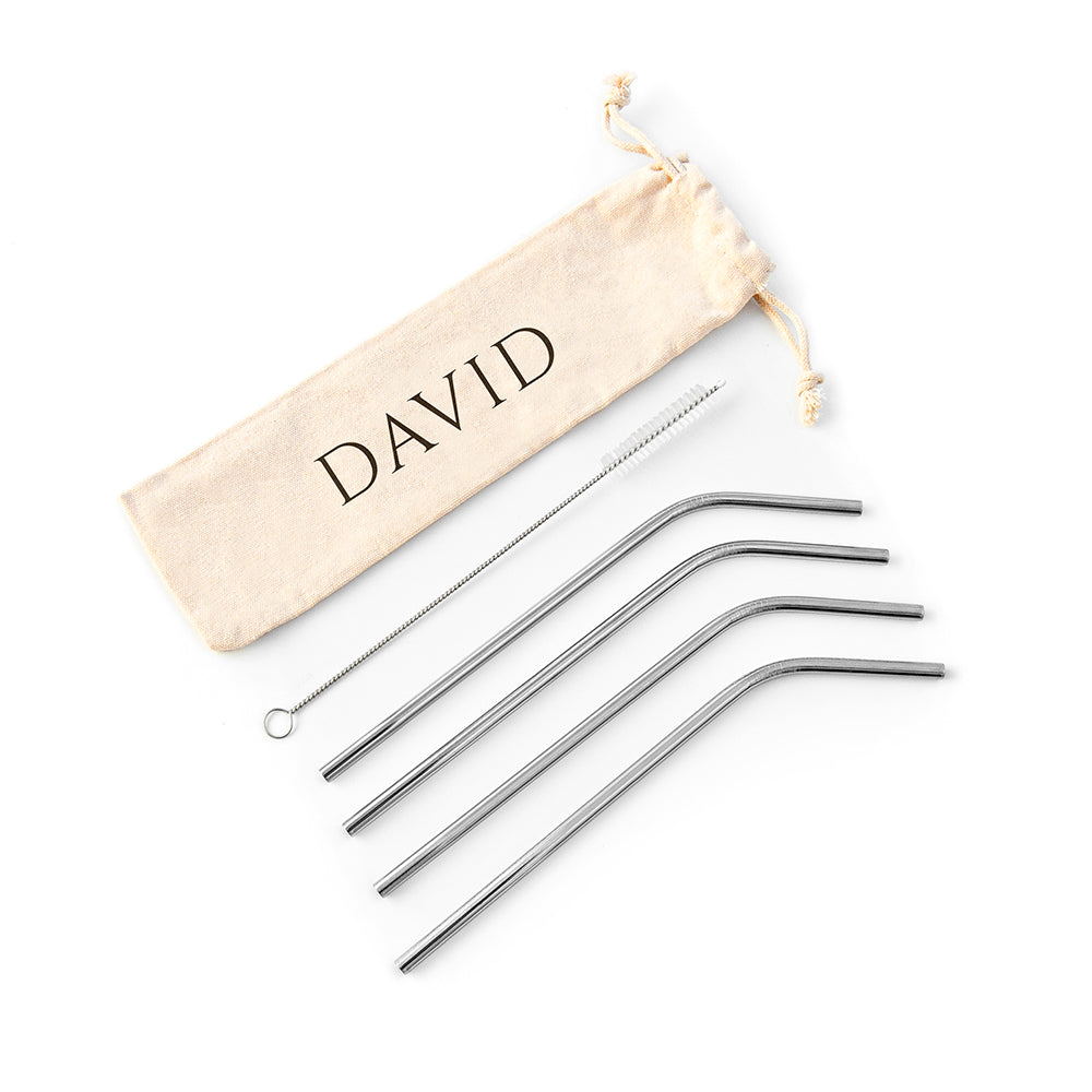 Personalised Eco Metal Drinks Straw Set: 3 - Metal Accessories By Gift Moments