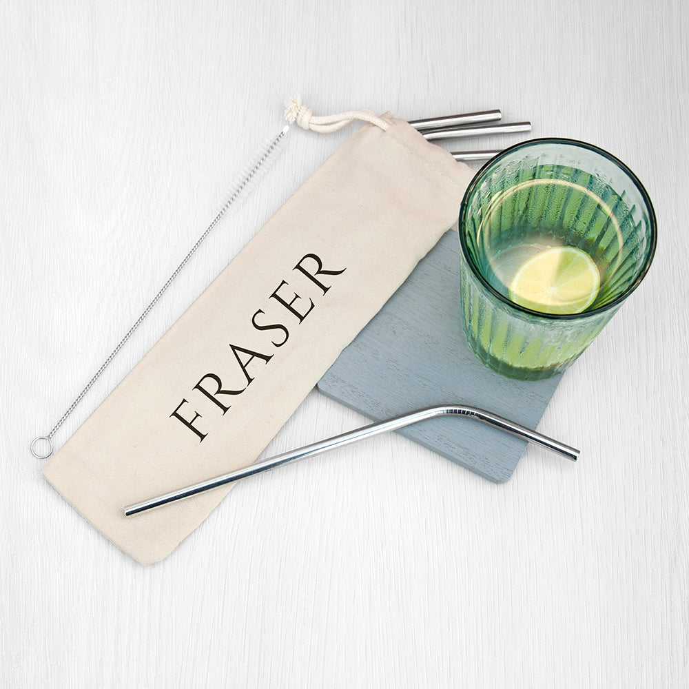 Personalised Eco Metal Drinks Straw Set: 2 - Metal Accessories By Gift Moments