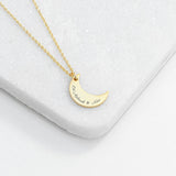 Personalised Eid Mubarak Crescent Moon Necklaces: 4 - Gold - Necklaces By Gift Moments