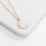 Personalised Eid Mubarak Crescent Moon Necklaces: 6 - Rose Gold - Necklaces By Gift Moments