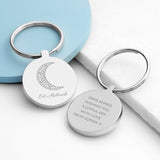Personalised Eid Mubarak Round Keyrings: 4 Silver Keyrings By Gift Moments