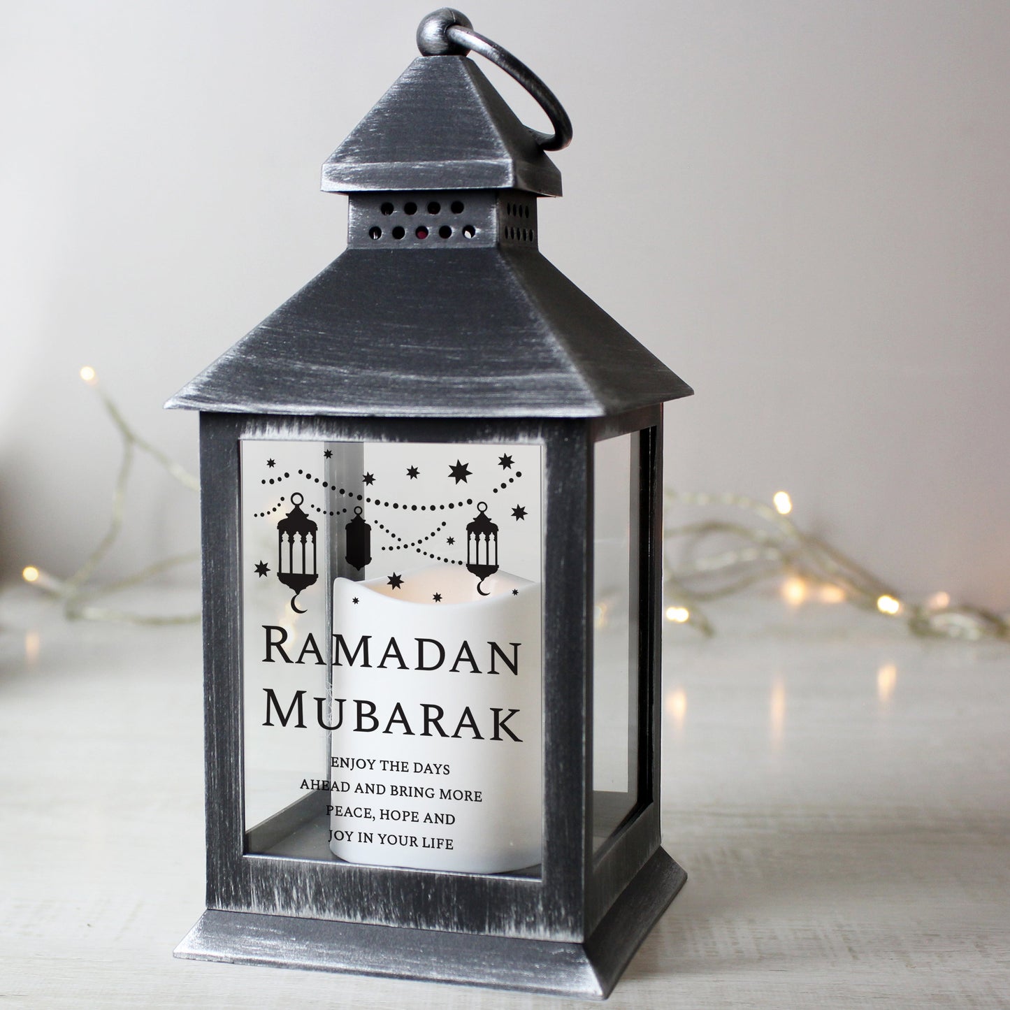 Personalised Eid and Ramadan Black Lantern: 1 - LED Lighting By Gift Moments