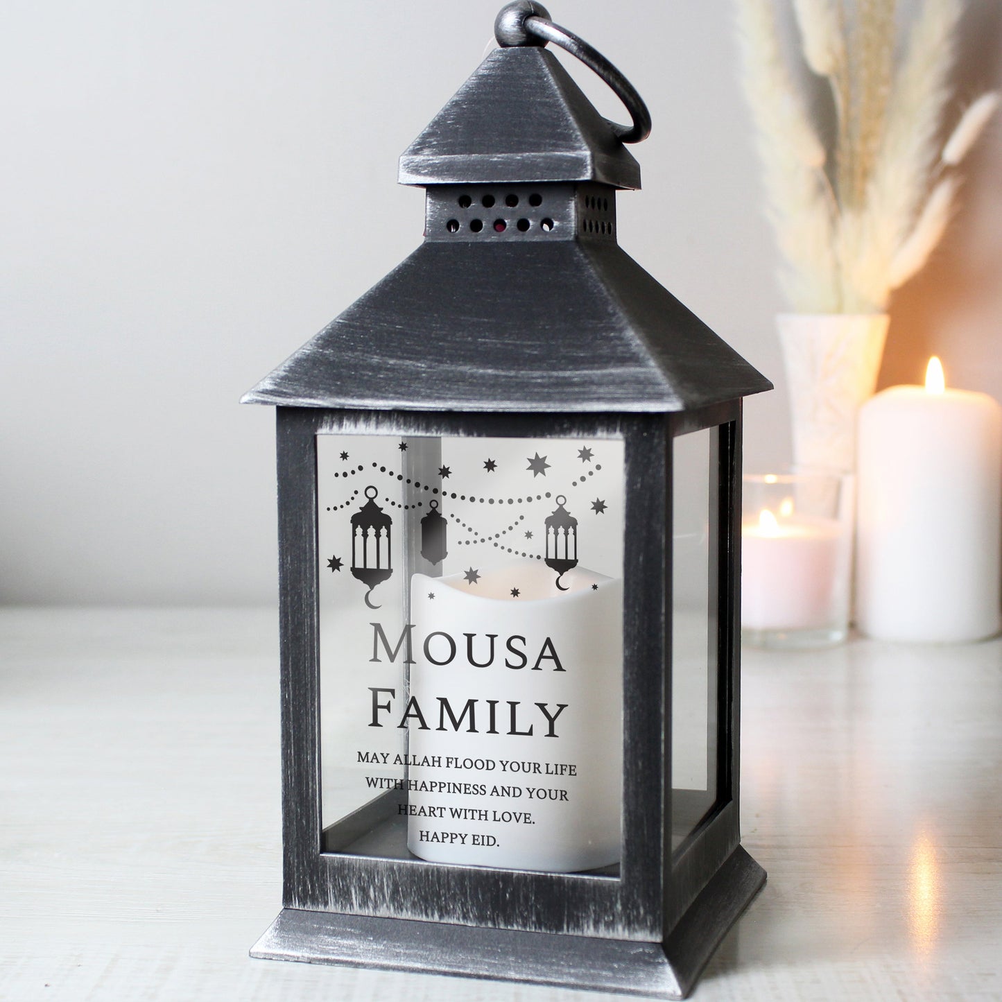 Personalised Eid and Ramadan Black Lantern: 2 - LED Lighting By Gift Moments