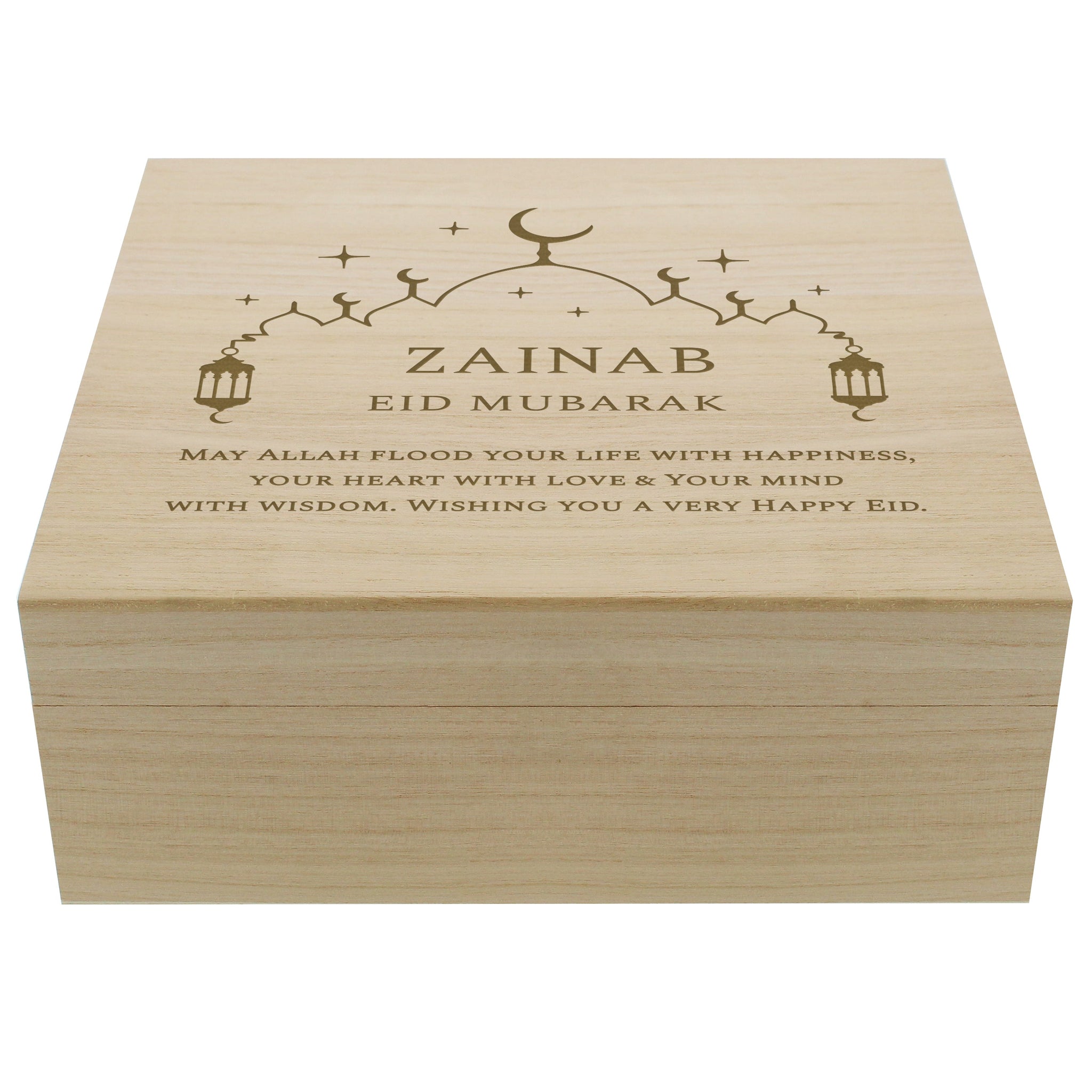 Personalised Eid and Ramadan Large Wooden Keepsake Box: 5 - Keepsake Boxes By Gift Moments