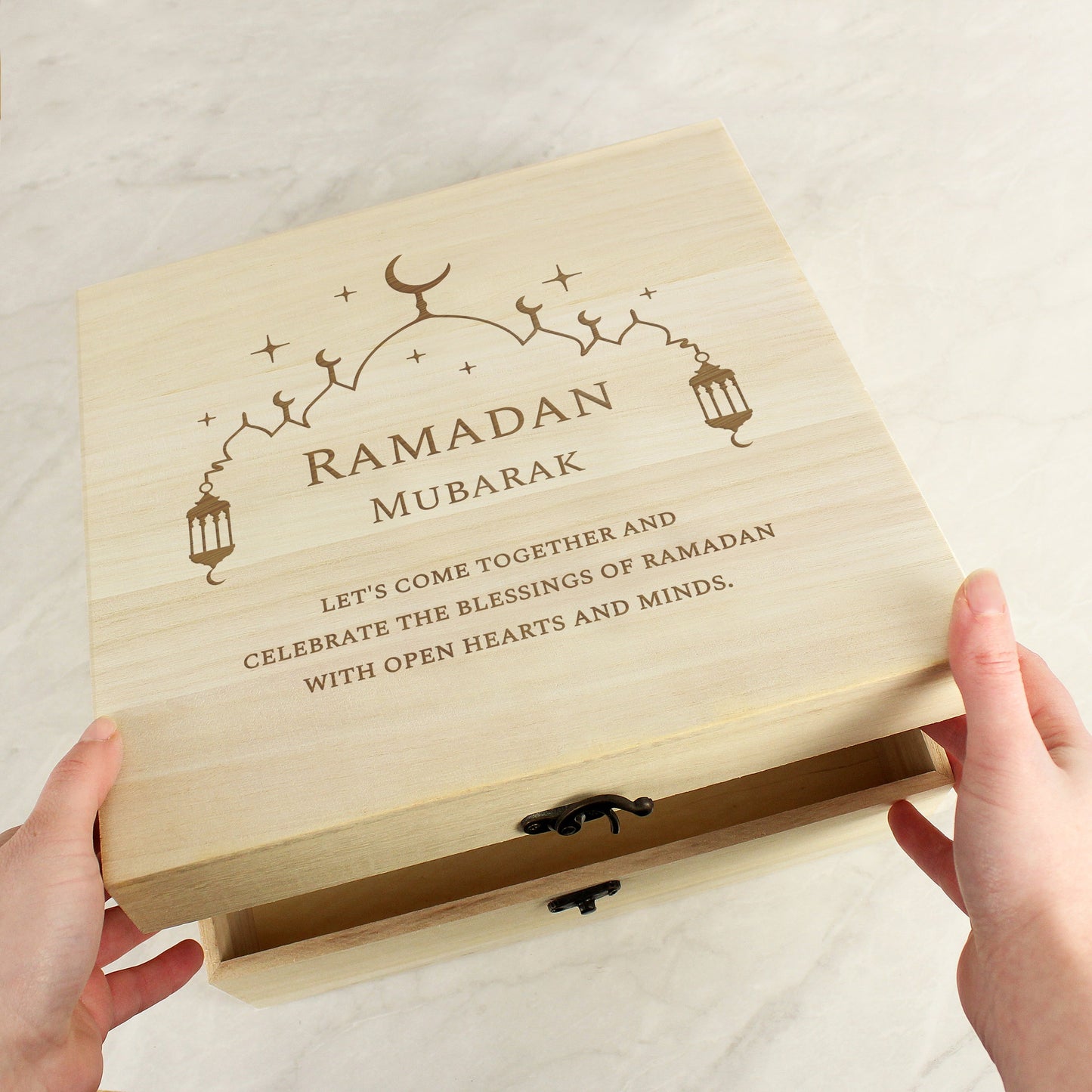 Personalised Eid and Ramadan Large Wooden Keepsake Box: 1 - Keepsake Boxes By Gift Moments