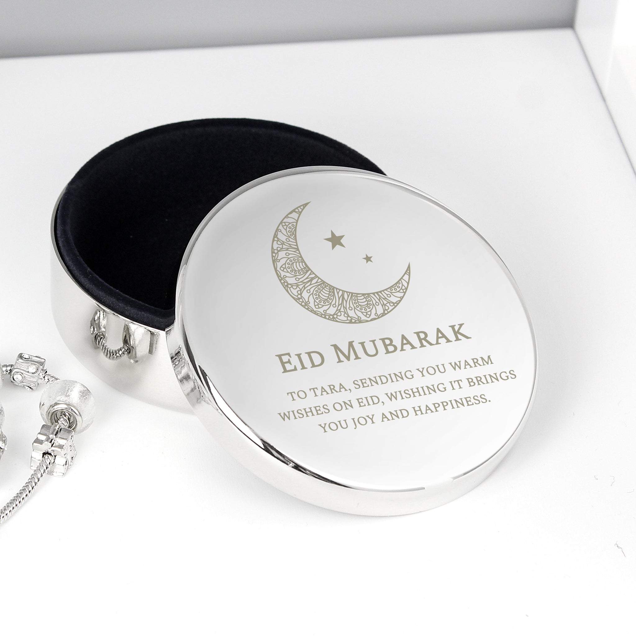 Personalised Eid and Ramadan Round Trinket Box: 4 - Trinket Boxes By Gift Moments