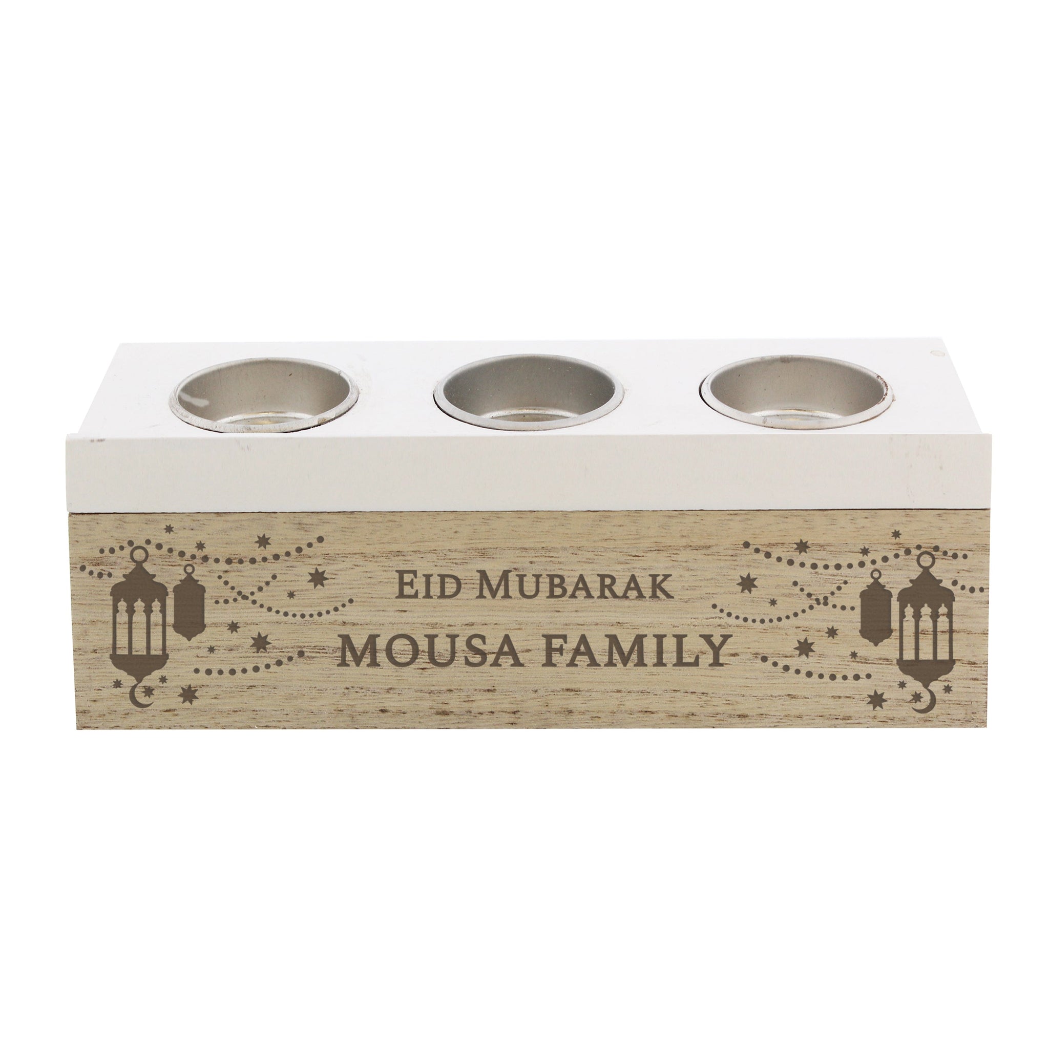 Personalised Eid and Ramadan Triple Tea Light Box: 4 - Candle Holders By Gift Moments