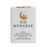 Personalised Eid and Ramadan White Wooden Tea light Holder: 5 - Candle Holders By Gift Moments