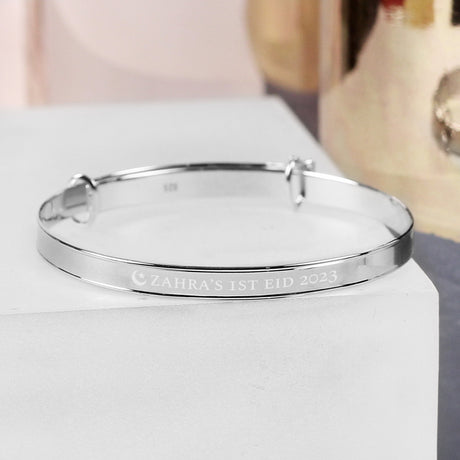 Personalised Eid Sterling Silver Childs Expanding Diamante Star Bracelet: 4 - Bracelets By Gift Moments