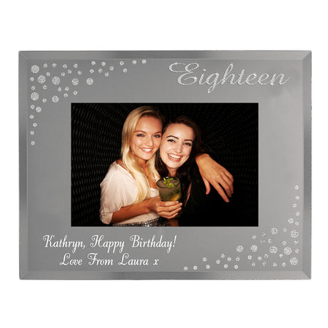 Personalised Eighteen Diamante 6x4 Glass Photo Frame: 3 - Photo Frames By Gift Moments