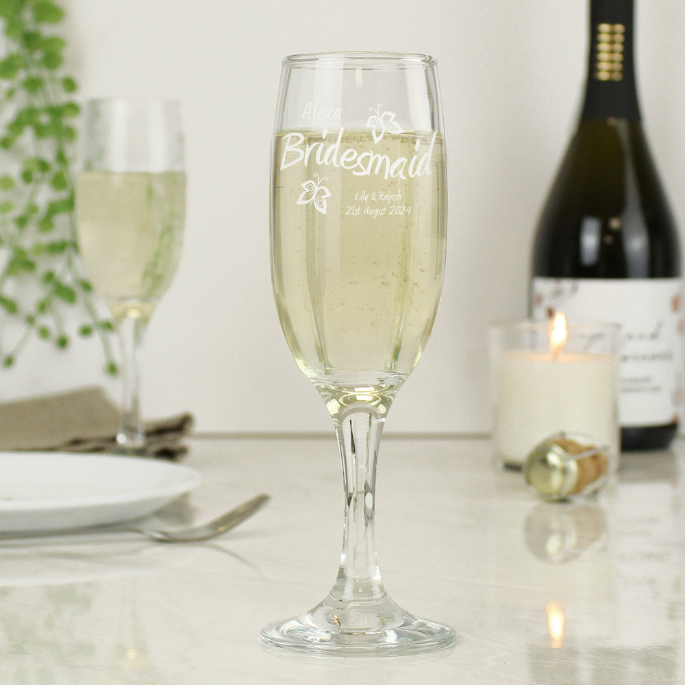 Personalised Elegance Flute: 4 - Champagne Flutes By Gift Moments
