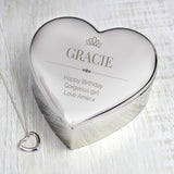 Personalised Elegant Crown Heart Trinket Box & Necklace Set: 1 - Necklaces By Gift Moments