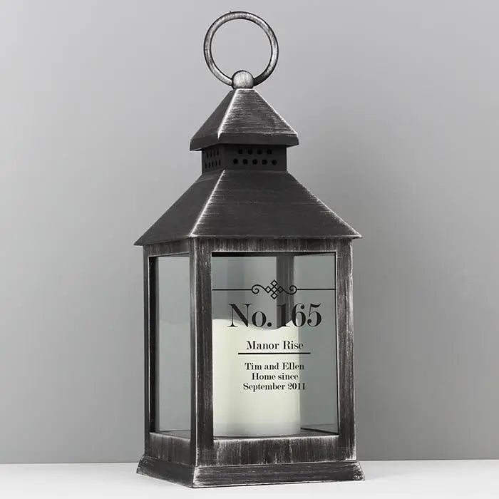 Personalised Elegant Diamond Rustic Black Lantern: 3 - LED Lighting By Gift Moments