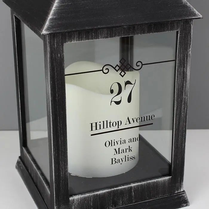Personalised Rustic Black Lantern with Flame Effect: 2 - LED Lighting By Gift Moments
