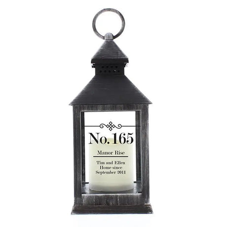 Personalised Elegant Diamond Rustic Black Lantern: 4 - LED Lighting By Gift Moments