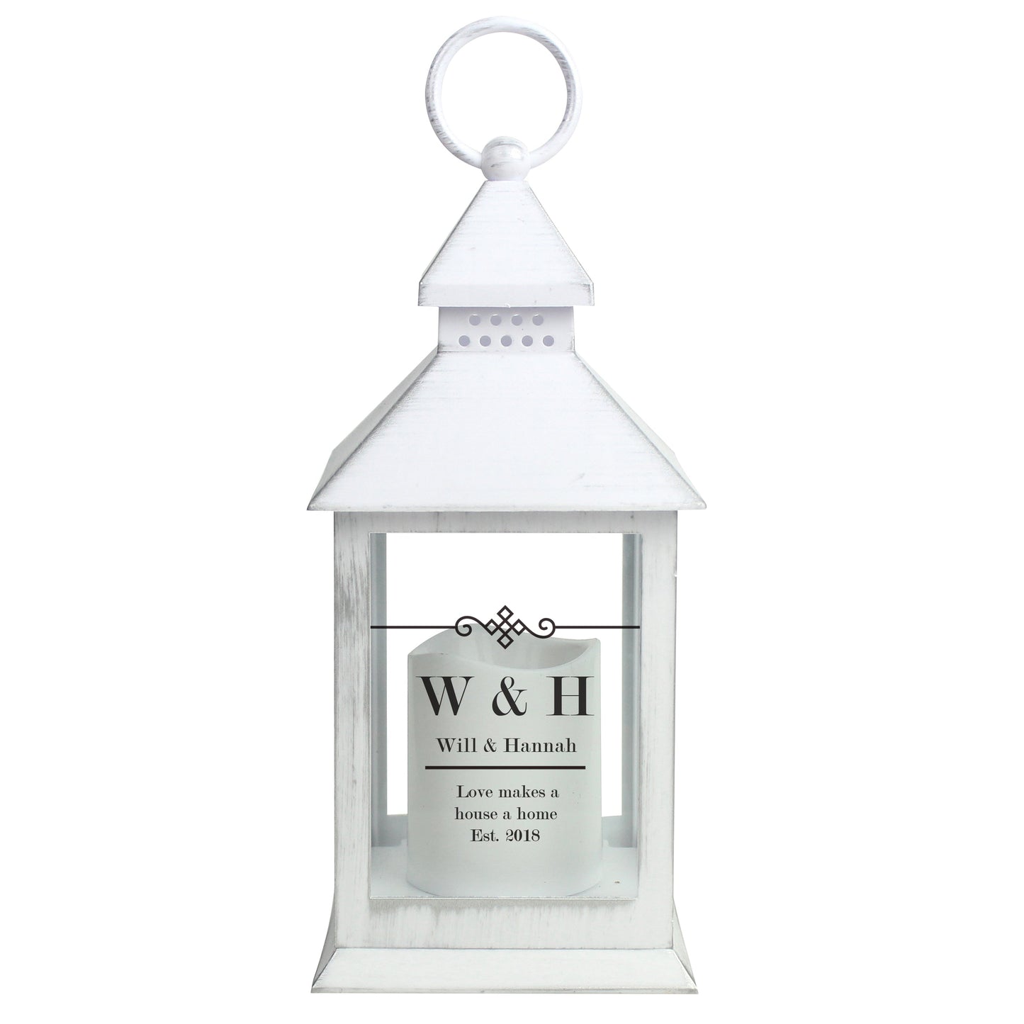Personalised Elegant Diamond White Lantern: 5 - LED Lighting By Gift Moments