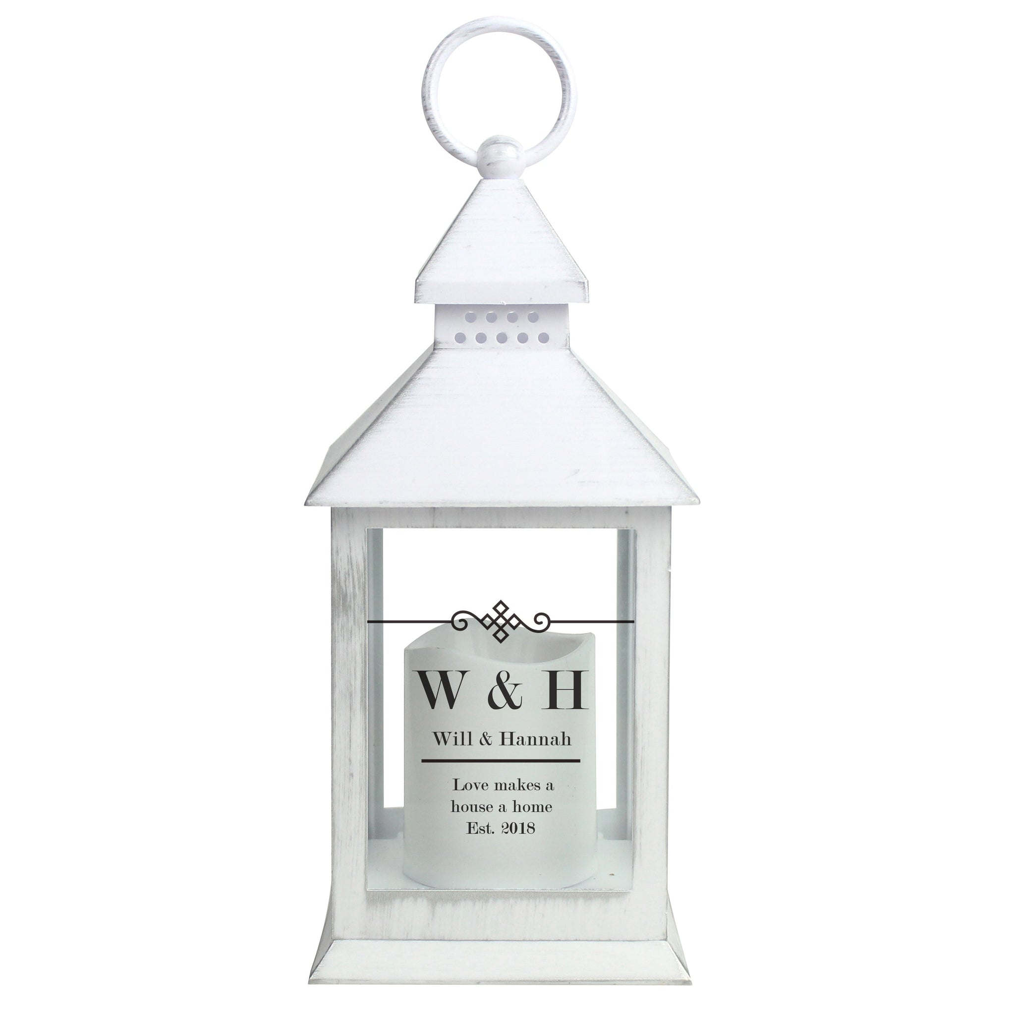 Personalised Elegant Diamond White Lantern: 5 - LED Lighting By Gift Moments