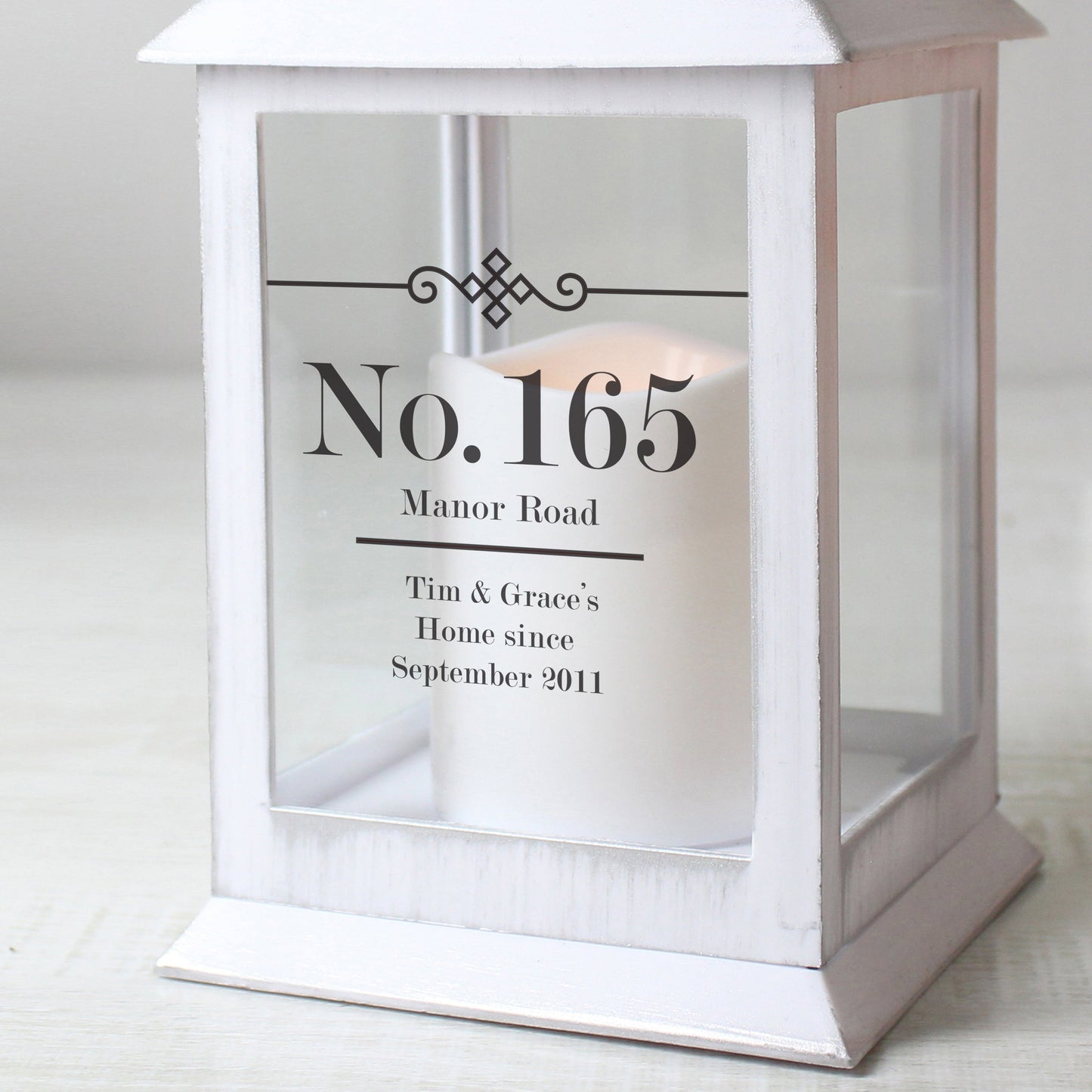 Personalised Elegant Diamond White Lantern: 4 - LED Lighting By Gift Moments
