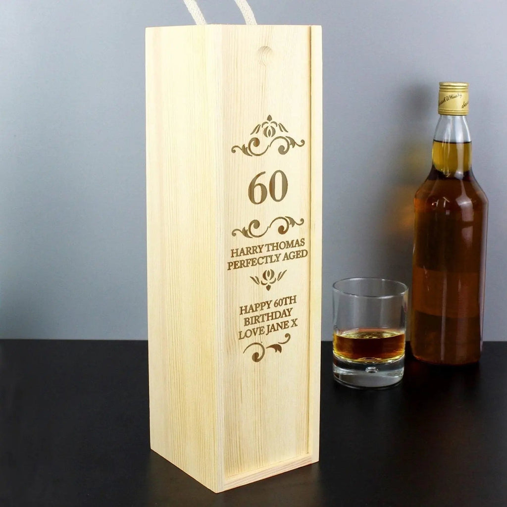 Personalised Elegant Number Wooden Wine Bottle Box - Shop Barware At Gift Moments - 1