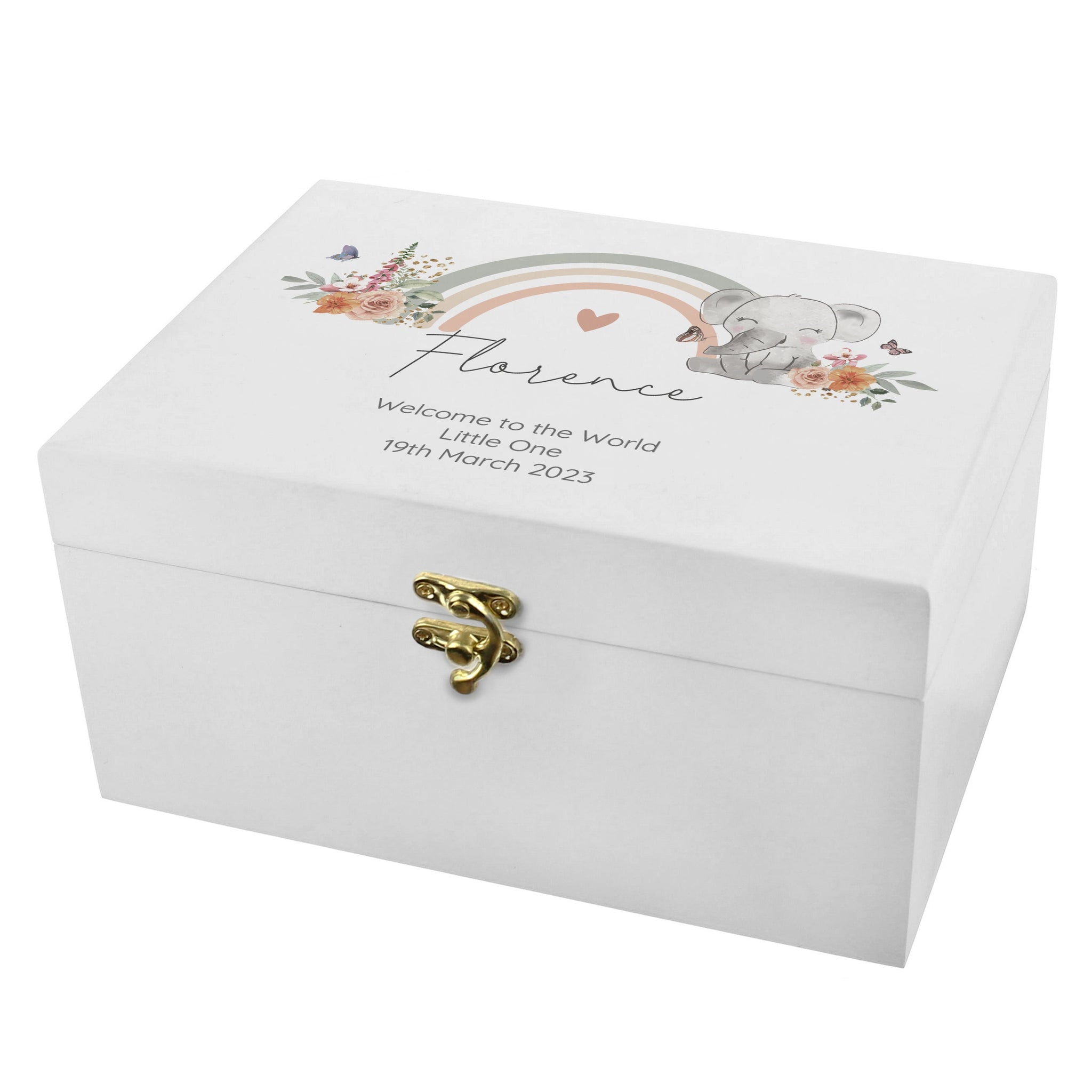Personalised Elephant Wooden Keepsake Box: 5 - Keepsake Boxes By Gift Moments