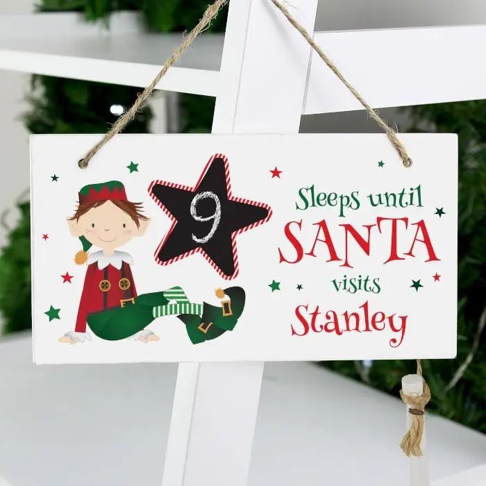 Personalised Elf Christmas Chalk Countdown Wooden Sign: 1 - Signs & Plaques By Gift Moments
