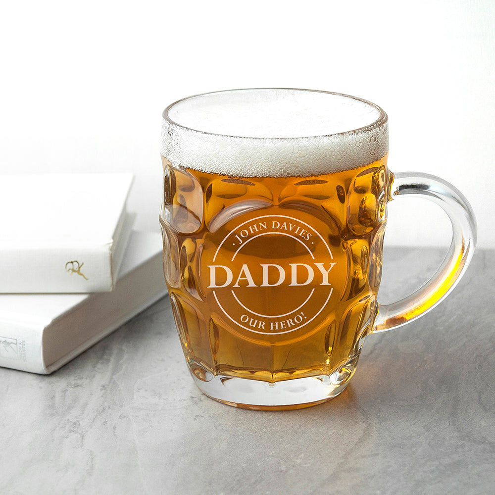 Personalised Emblem Dimpled Beer Glass: 2 - Beer Glasses By Gift Moments