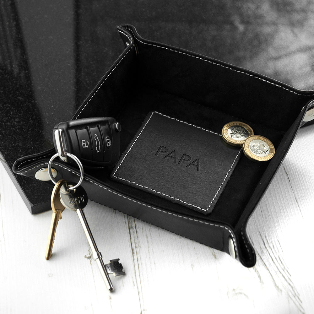 Personalised Embossed Luxury Leather Valet Trays: 3 - Storage By Gift Moments