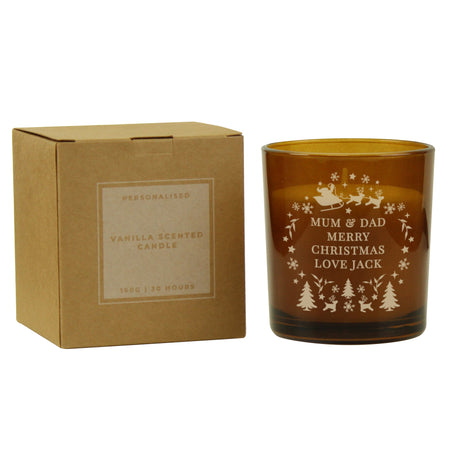 Personalised Engraved Christmas Amber Glass Candle: 6 - Candles By Gift Moments