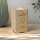 Personalised Engraved Hearts Wooden Tealight Holder: 3 - Candle Holders By Gift Moments