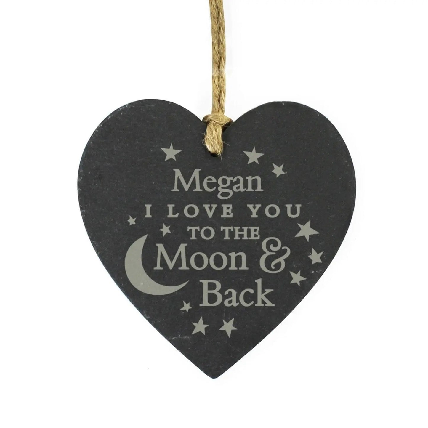 Personalised Engraved Moon and Back Slate Heart Decoration: 2 - Decorations By Gift Moments