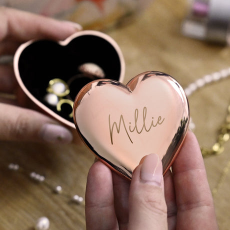 Personalised Engraved Rose Gold Heart Trinket Box: 2 - Trinket Boxes By Gift Moments