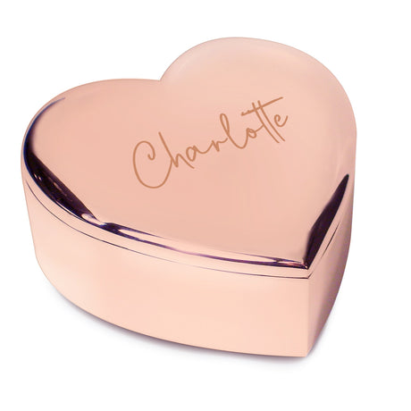 Personalised Engraved Rose Gold Heart Trinket Box: 4 - Trinket Boxes By Gift Moments